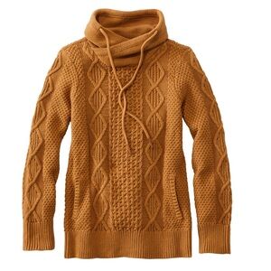 Cozy Cable Knit Turtleneck Sweater - Tan